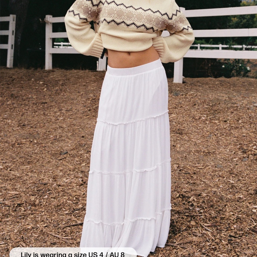 Princess Polly Miriah Maxi Skirt White Petite - US 2
